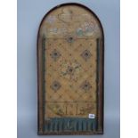 A late 19th century Bagatelle board, polychrome printed with Asian figures against a landscape, (a.