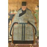 Chinese school, 19th century, a large ancestor painting on silk,
