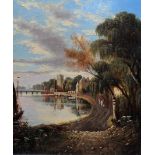 Follower of William Havell, The Thames near Marlow, oil on board, 29cm x 24cm.