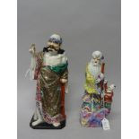 Two Chinese famille-rose porcelain figures, 20th century,