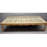 A 20th century gilt framed rectangular coffee table, inset with a 19th century Jali screen,