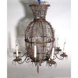 A late 19th century chandelier of unusual vase form,