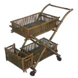 A 20th century bamboo two tier serving trolley, 87cm wide x 81cm high.