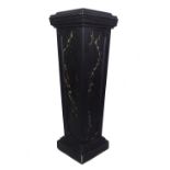 A 20th century black painted faux marble jardiniere stand, of tapering form, 50cm wide x 151cm high.