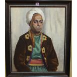 Asian School (20th/21st century) Portrait of a man wearing a turban, oil on canvas, 60cm x 49cm.