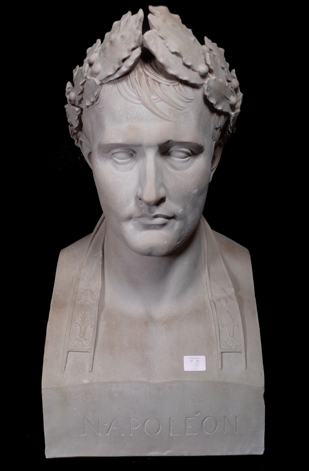 A modern composite marble bust of Napoleon wearing a laurel wreath, 66cm high. - Image 2 of 8