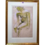 Frank Dobson (1888-1963) Seated Nude, pastel and pencil, signed, 47cm x 31cm.