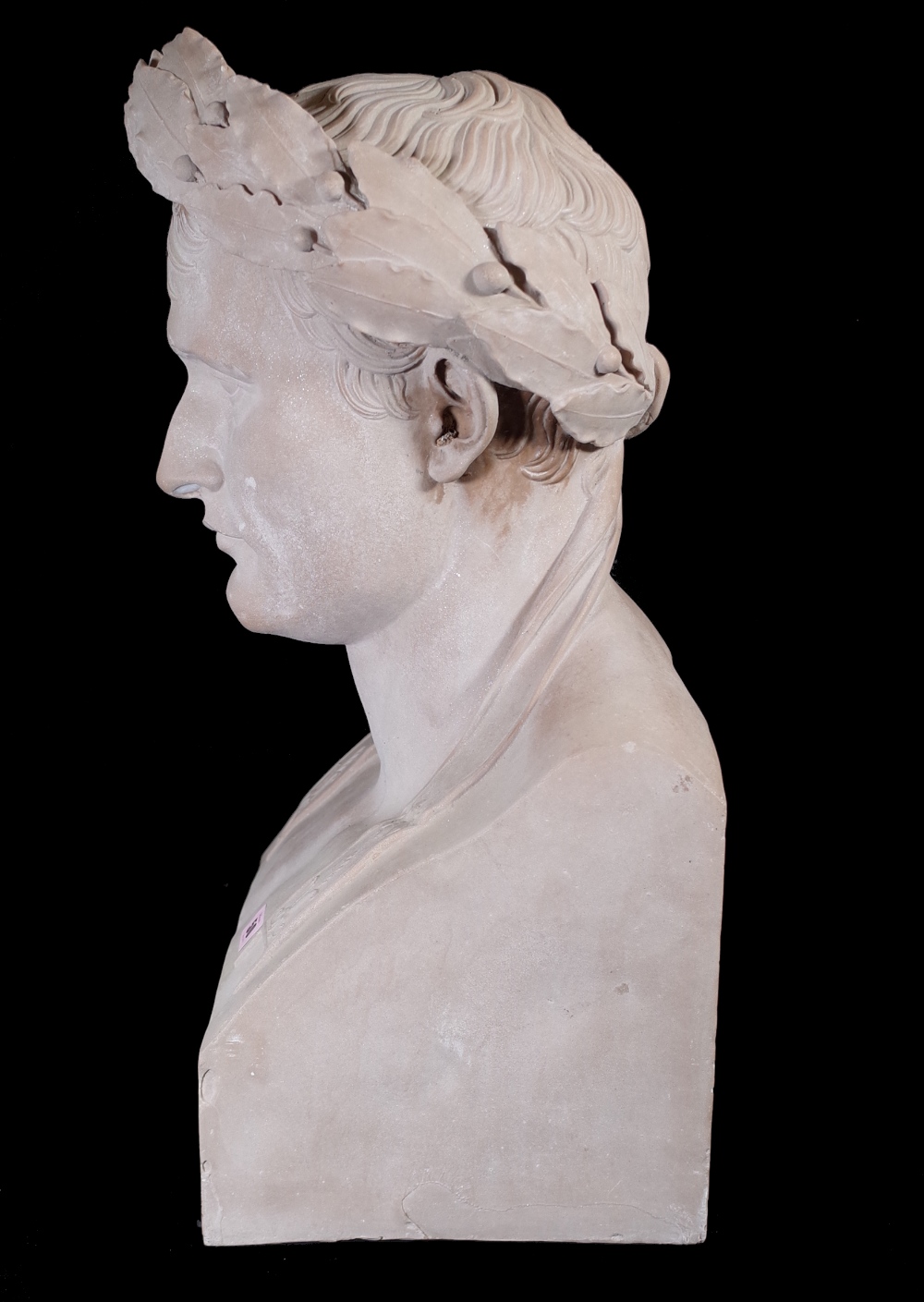 A modern composite marble bust of Napoleon wearing a laurel wreath, 66cm high. - Image 4 of 8