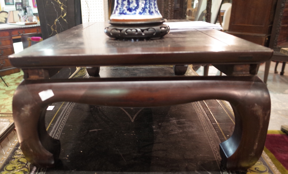 A late 19th century Chinese hardwood rectangular cabinet stand, on inswept supports, - Image 3 of 6