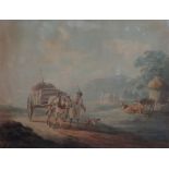 Follower of Peter le Cave, Horse and cart on a country road, watercolour, bears a signature, 18.