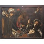 Manner of Caravaggio "The Murder", oil on canvas laid down, 96cm x 126cm.