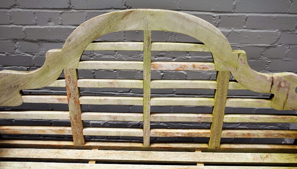 A Lutyens design hardwood garden bench, 165cm wide x 106cm high. - Image 2 of 3