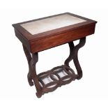 A late 19th/early 20th century Chinese hardwood rectangular single drawer side table,