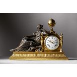 A large French ormolu and patinated bronze striking eight-day figural mantel clock (Pendule a la