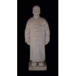 A white marble figure of a Chinese gentleman in traditional dress, 16cm wide x 57cm high.