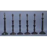 A set of four modern bronzed table lamps of 18th century design, 28.