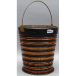 A 19th century Dutch fruitwood and ebonised oyster bucket with ribbed body, 31cm wide x 32cm high.