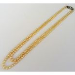 A two row necklace of cultured pearls,