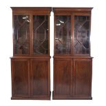 A pair of mahogany bookcase cabinets, late Victorian incorporating earlier elements,