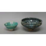 Two Kashan turquoise glazed pottery bowls, Persia, 12th/13th century,