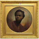 Continental School (19th century) Head Study of a Nubian man, oil on canvas, circular,