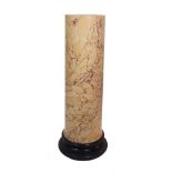 A 20th century yellow scagliola marble cylindrical column, 30cm wide x 112cm high.