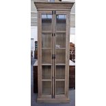 A pair of 20th century tall oak display cabinets,