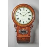 A VICTORIAN MAHOGANY DROP DIAL STRIKING WALL CLOCK The case with a moulded circular dial surround,