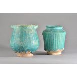 Two Kashan turquoise glazed pottery vessels, Persia, circa 12th century,