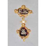 A Victorian gold, diamond, carbuncle garnet and pearl set brooch,