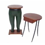 A late 20th century paper mache and hardwood mounted novelty side table in the form of a pair of
