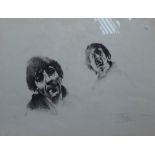 William Thomas (20th century), Double portrait of the actor Jack MacGowran, lithograph, signed,