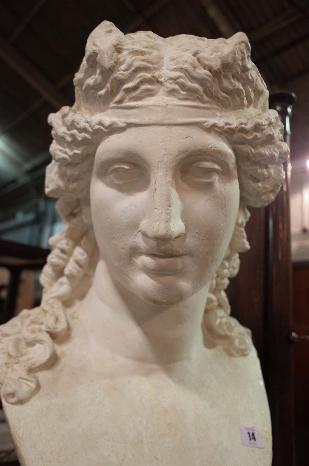 After the Antique; a modern plaster bust of a woman, 70cm high. - Image 10 of 13