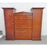 A Victorian mahogany sentry wardrobe, with two short and four long graduated drawers,