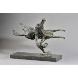 James Osbourne (191 -1992) a bronze depicting a falling horse and jockey,