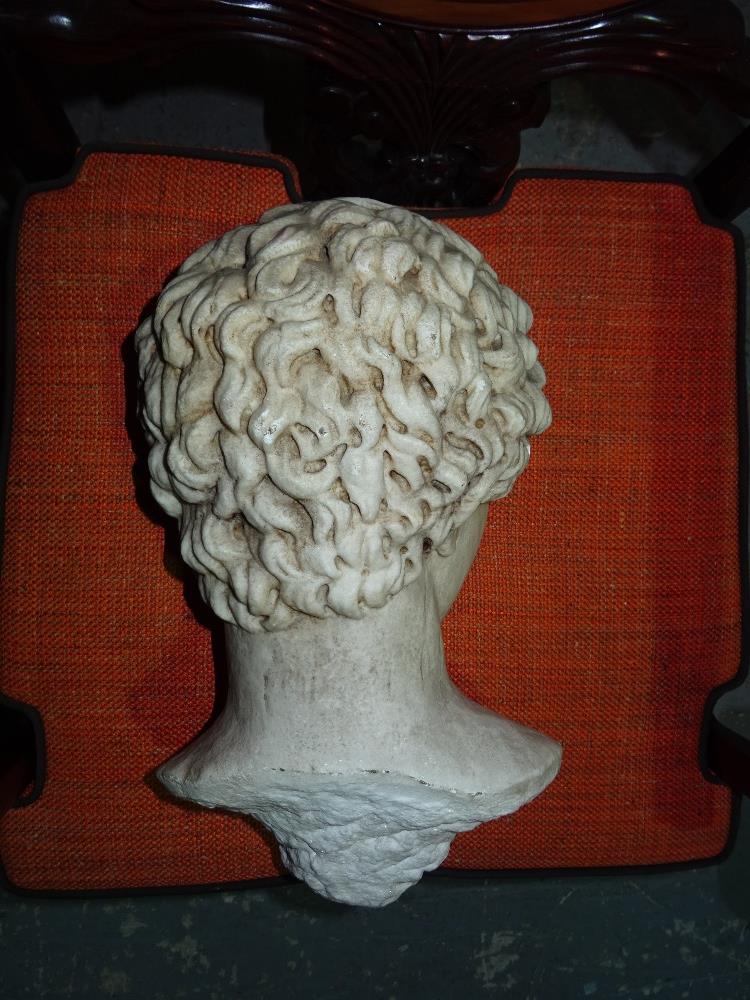 After the Antique; a carved white marble portrait bust of a man, drill carved hair, - Image 9 of 13