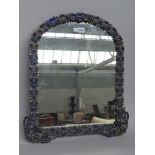 Charles Frederick Bielefeld (British active 1836-50); an unusual paper mache mirror, blue and gilt,