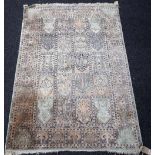 A silk Ghom prayer panel rug, the compartmented field with four five prayer arches,