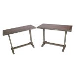 A pair of 20th century rectangular chrome and coromandel two tier side tables,