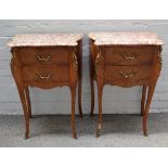 A pair of Louis XV style bedside tables,
