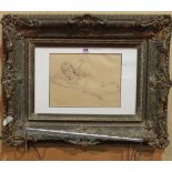 ** Cataque (20th century) Reclining nude, pencil, indistinctly signed, 23cm x 30.5cm.