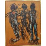 Jason Monet (1938-2009), Three ballerinas, mixed media and print on paper, signed and dated '64,