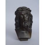 After Calmels (French 1822 - 1906) bronze bust titled Ecce Homo Jesus Christ, signed to the case,