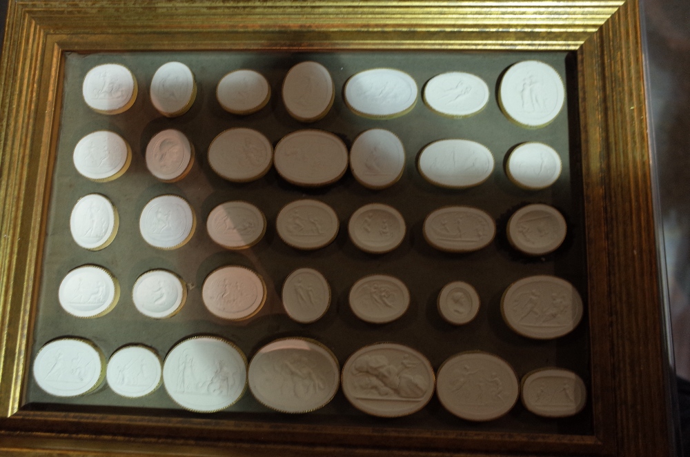 A quantity of plaster intaglios- probably 18th century, remounted in six modern giltwood frames, - Image 7 of 7