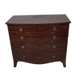 A George III mahogany bowfront chest, of four long graduated drawers on splayed bracket feet,
