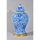A Chinese blue and white baluster vase and a cover, Kangxi,