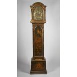 A GEORGE III PARCEL-GILT GREEN LACQUER CHINOISERIE LONGCASE CLOCK The movement by William Rout,