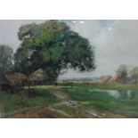 Philip Eustace Stretton (1863-1930), Farm landscape, watercolour, signed, 45cm x 63cm.