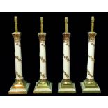 A set of four 20th century brass Corinthian column table lamps,