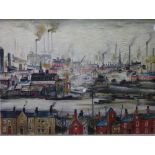 Lawrence Stephen Lowry (1887-1976), Industrial scene, offset lithograph, printed by Chromoworks Ltd,